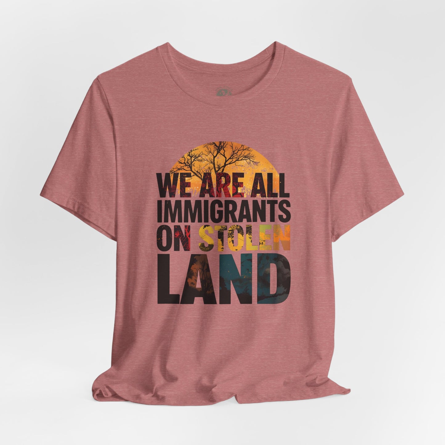 We Are All Immigrants on Stolen Land Tee | Unisex Jersey Short Sleeve T-Shirt, Social Justice Statement Shirt, Activism Apparel, Gift for Advocates