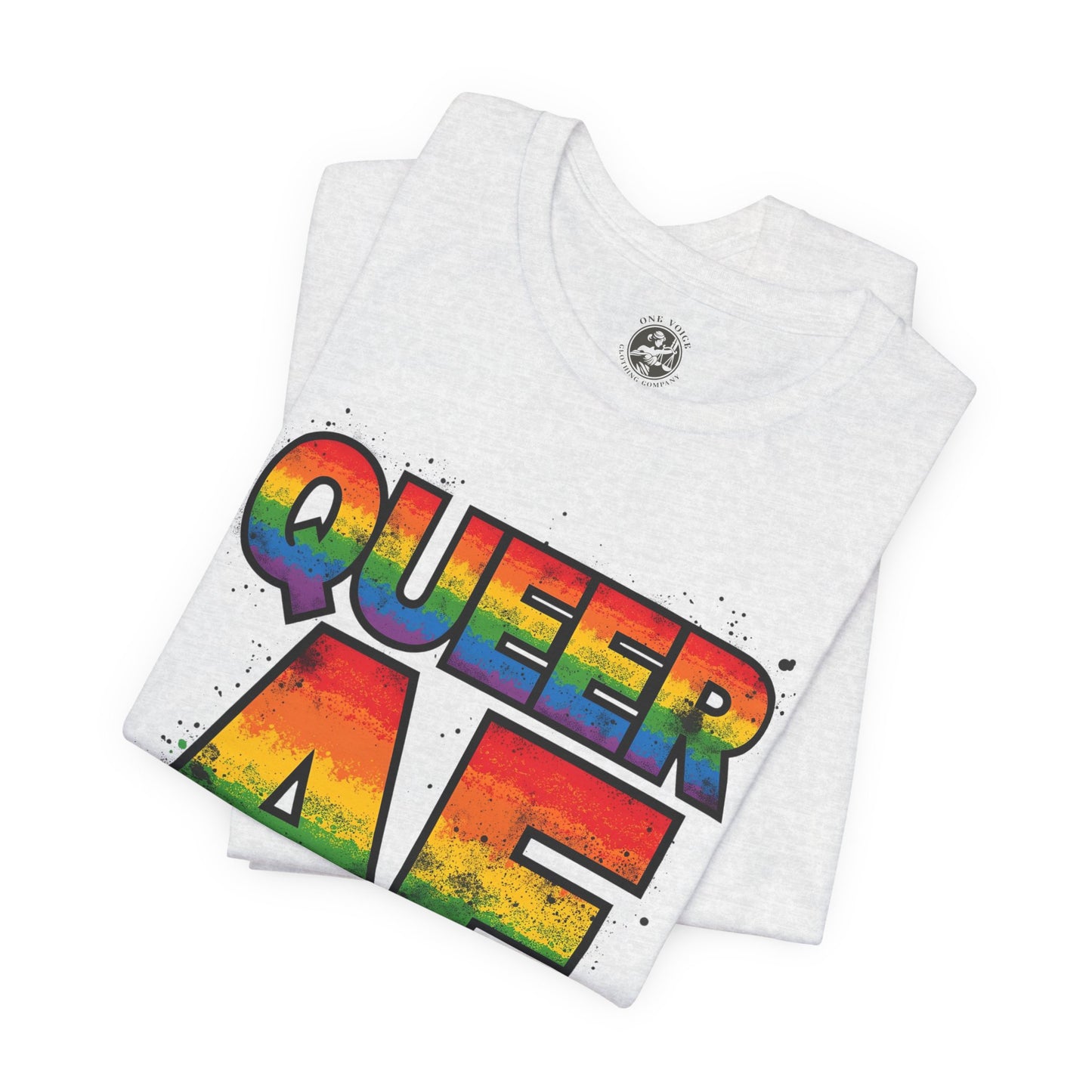 Queer AF – Pride T-Shirt | LGBTQ+ Short Sleeve Tee | Rainbow Graphic Shirt | Gay Pride Top | Unisex Tee for Celebrations | PrideWEAR Collection