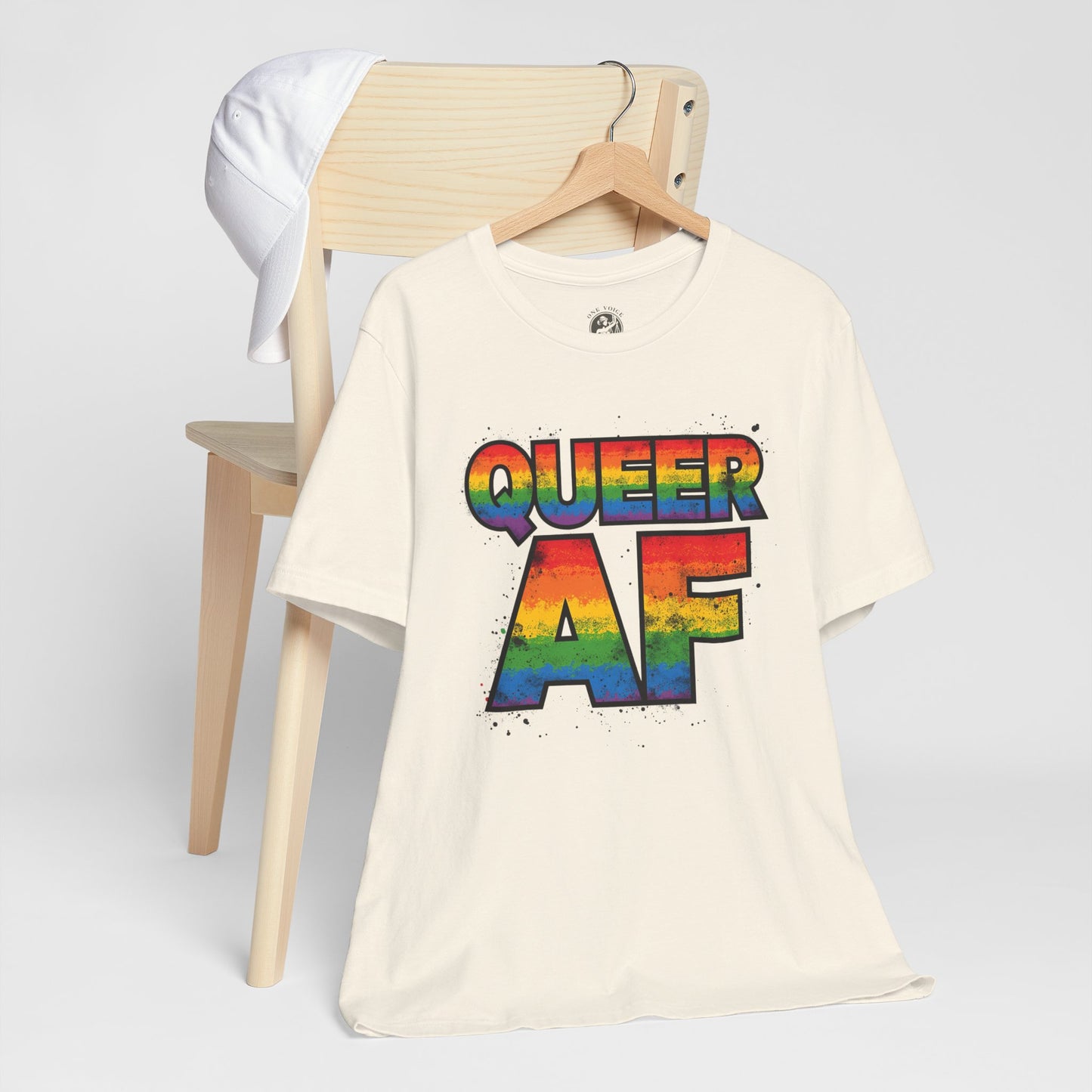 Queer AF – Pride T-Shirt | LGBTQ+ Short Sleeve Tee | Rainbow Graphic Shirt | Gay Pride Top | Unisex Tee for Celebrations | PrideWEAR Collection