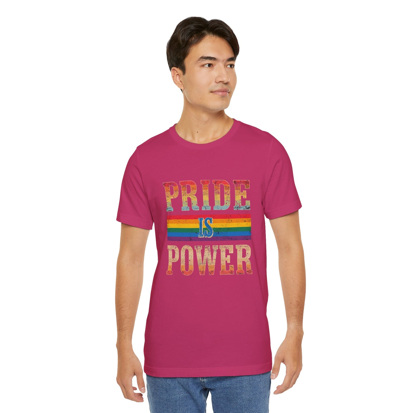 Pride is Power – Unisex Jersey Tee | Pride T-Shirt | LGBTQ+ Apparel | Equality Statement Shirt | Comfortable Casual Wear | Gift for Activists