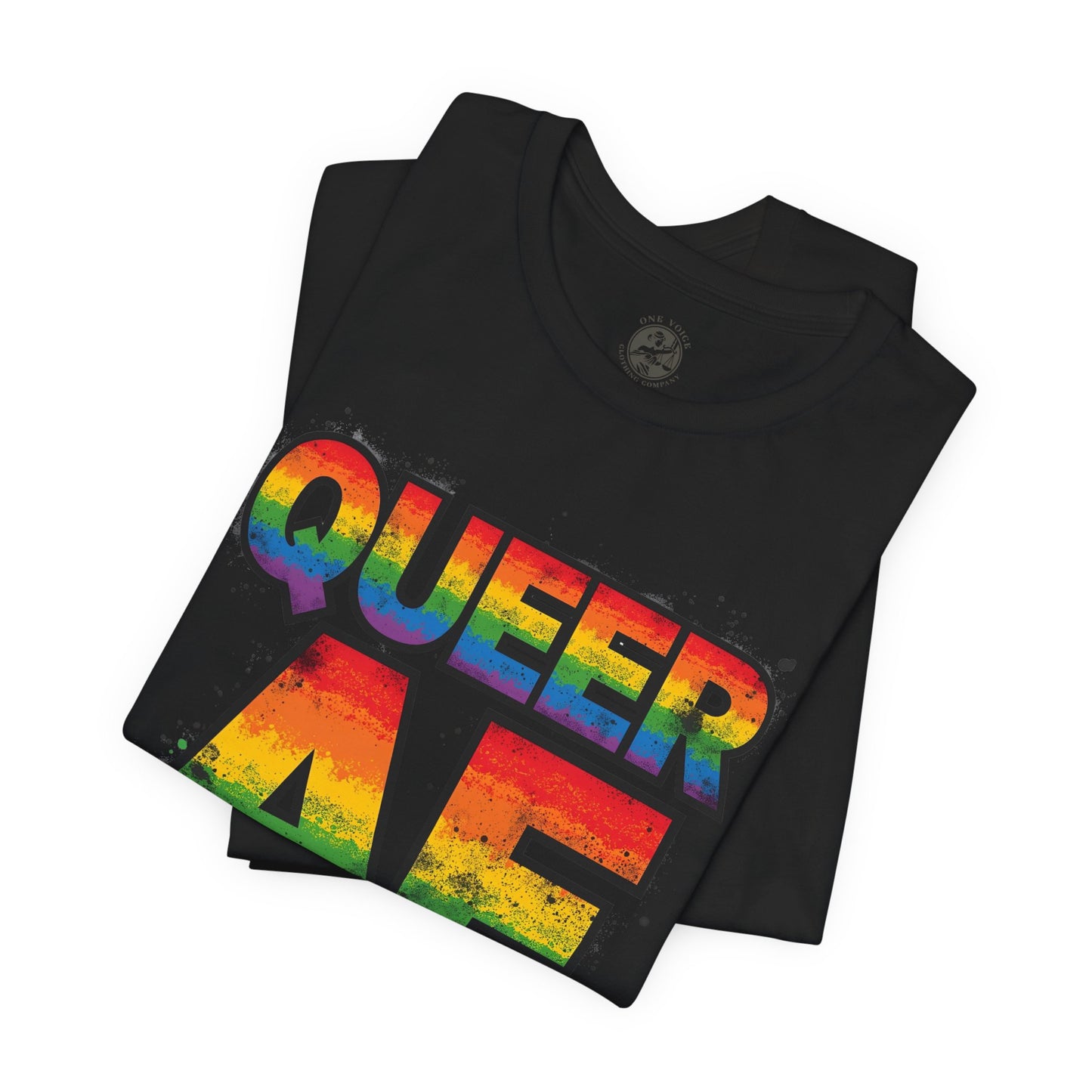 Queer AF – Pride T-Shirt | LGBTQ+ Short Sleeve Tee | Rainbow Graphic Shirt | Gay Pride Top | Unisex Tee for Celebrations | PrideWEAR Collection