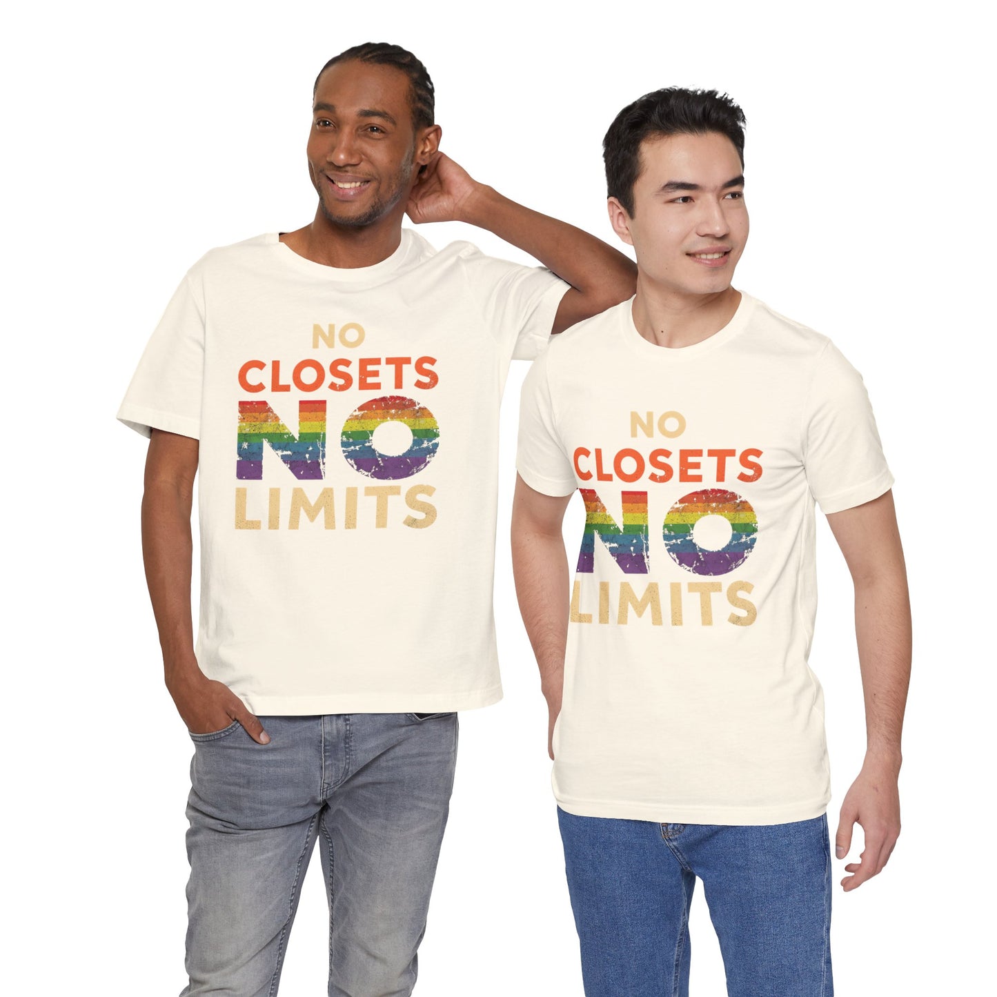 No Closets No Limits – Pride-Themed Unisex Tee | LGBTQ+ Shirt | Gay Pride Apparel | Equality T-Shirt | StatementWEAR | Comfortable Everyday Wear