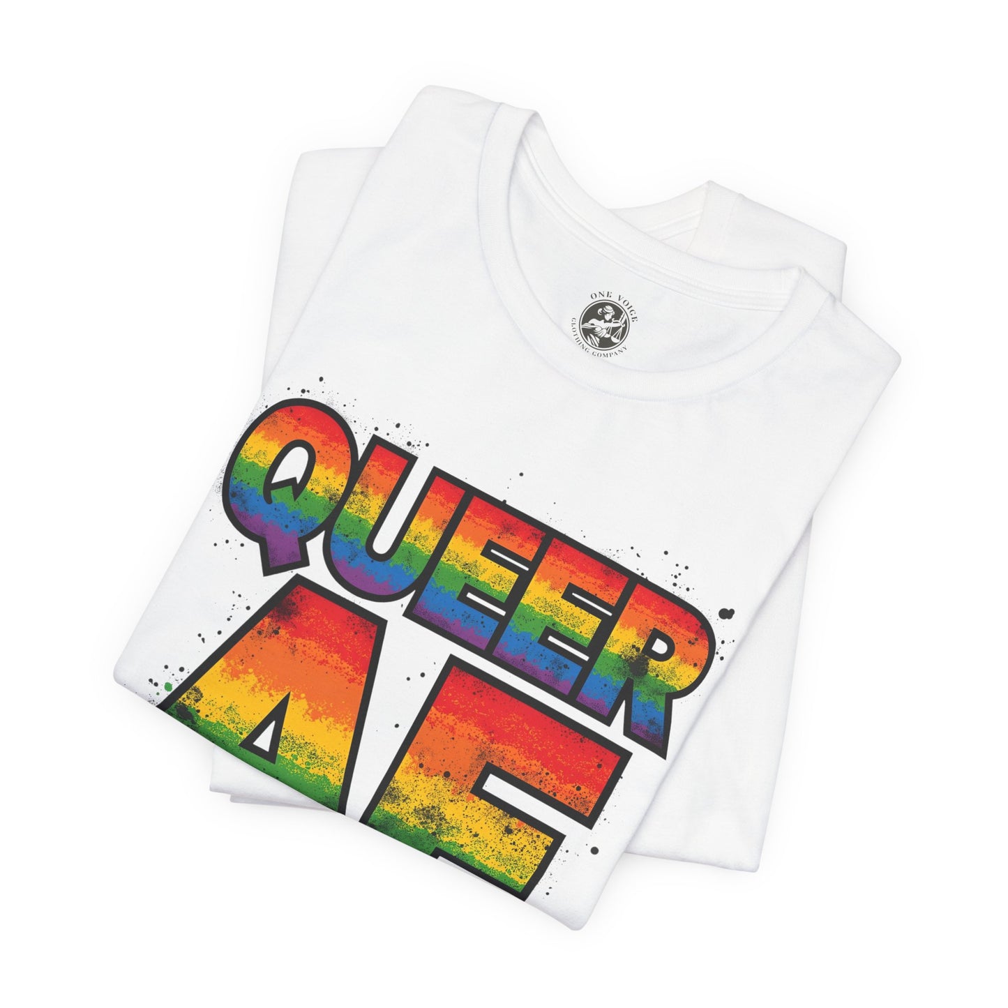 Queer AF – Pride T-Shirt | LGBTQ+ Short Sleeve Tee | Rainbow Graphic Shirt | Gay Pride Top | Unisex Tee for Celebrations | PrideWEAR Collection