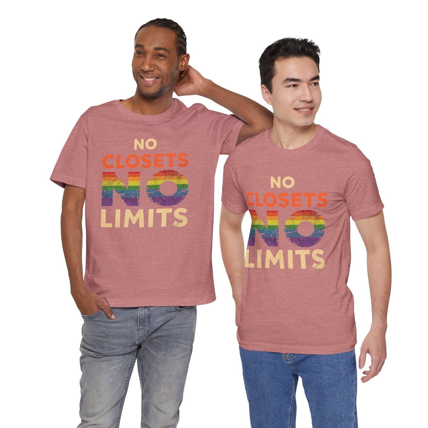 No Closets No Limits – Pride-Themed Unisex Tee | LGBTQ+ Shirt | Gay Pride Apparel | Equality T-Shirt | StatementWEAR | Comfortable Everyday Wear