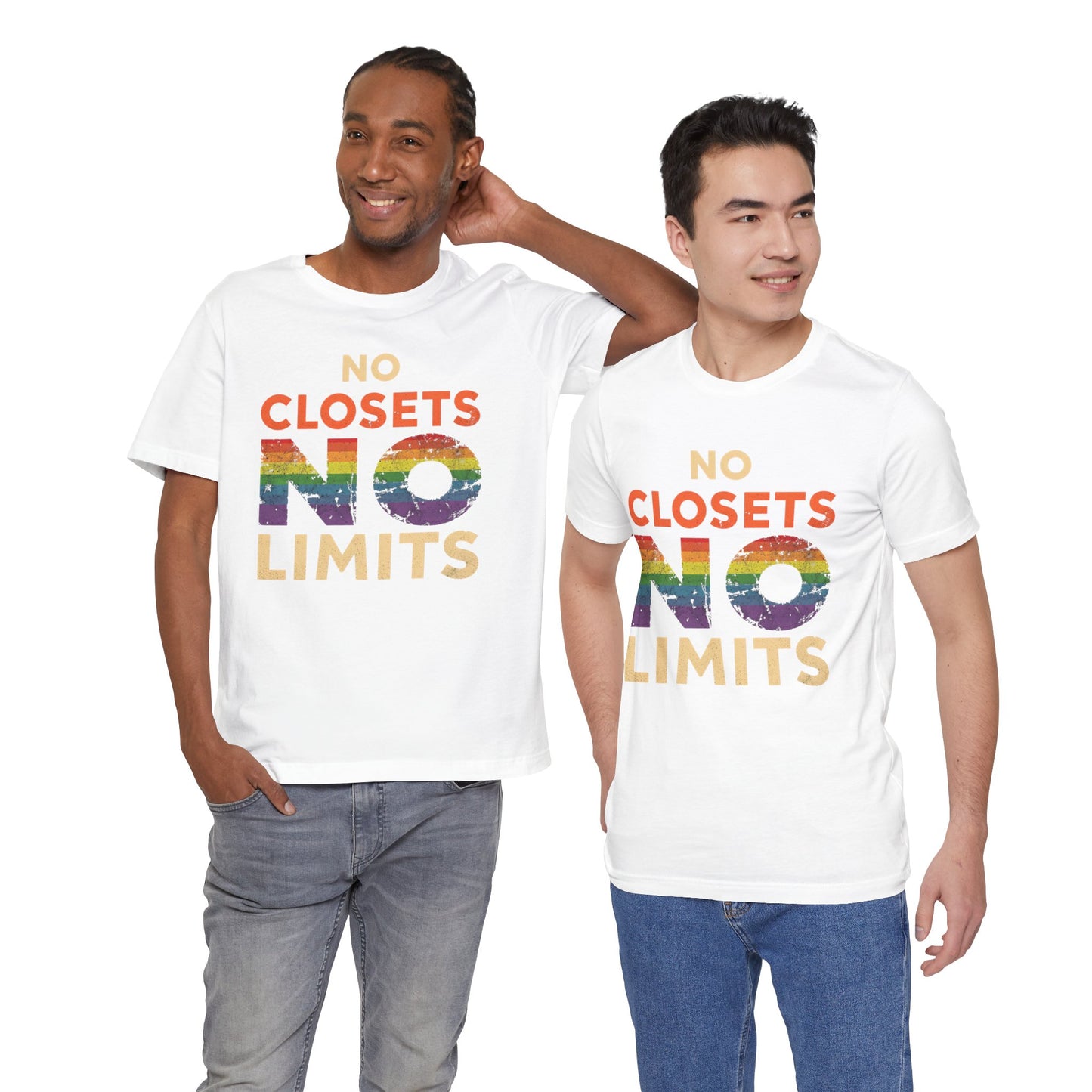 No Closets No Limits – Pride-Themed Unisex Tee | LGBTQ+ Shirt | Gay Pride Apparel | Equality T-Shirt | StatementWEAR | Comfortable Everyday Wear