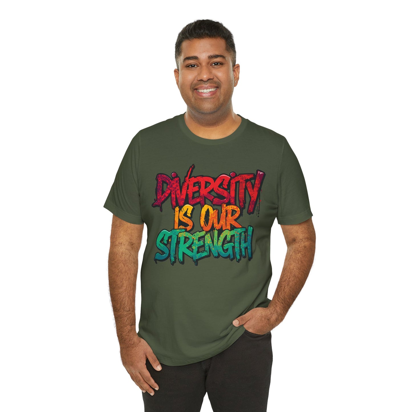 Diversity is Our Strength Tee – Unisex Jersey Short Sleeve T-Shirt | Inclusive Apparel | Social Justice Shirt | Gift for Activists | Colorful Equality Wear