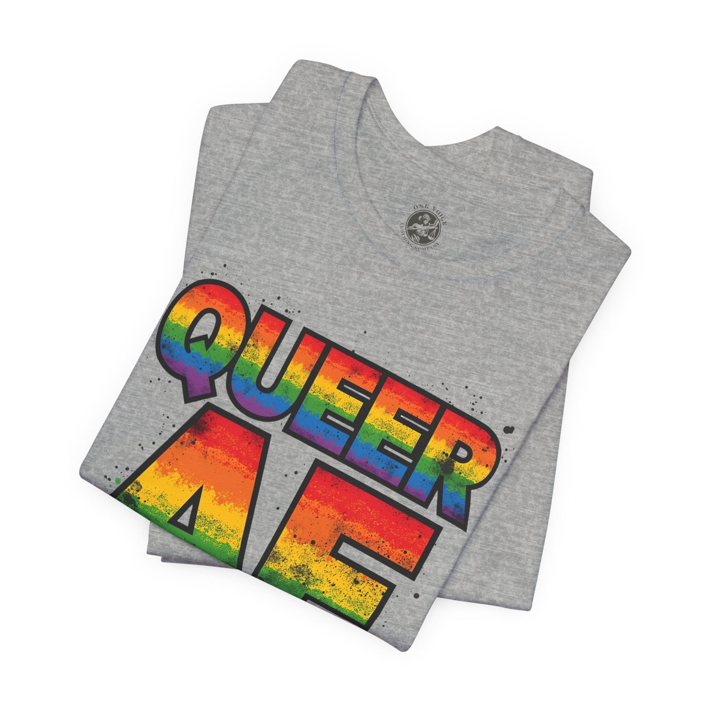 Queer AF – Pride T-Shirt | LGBTQ+ Short Sleeve Tee | Rainbow Graphic Shirt | Gay Pride Top | Unisex Tee for Celebrations | PrideWEAR Collection