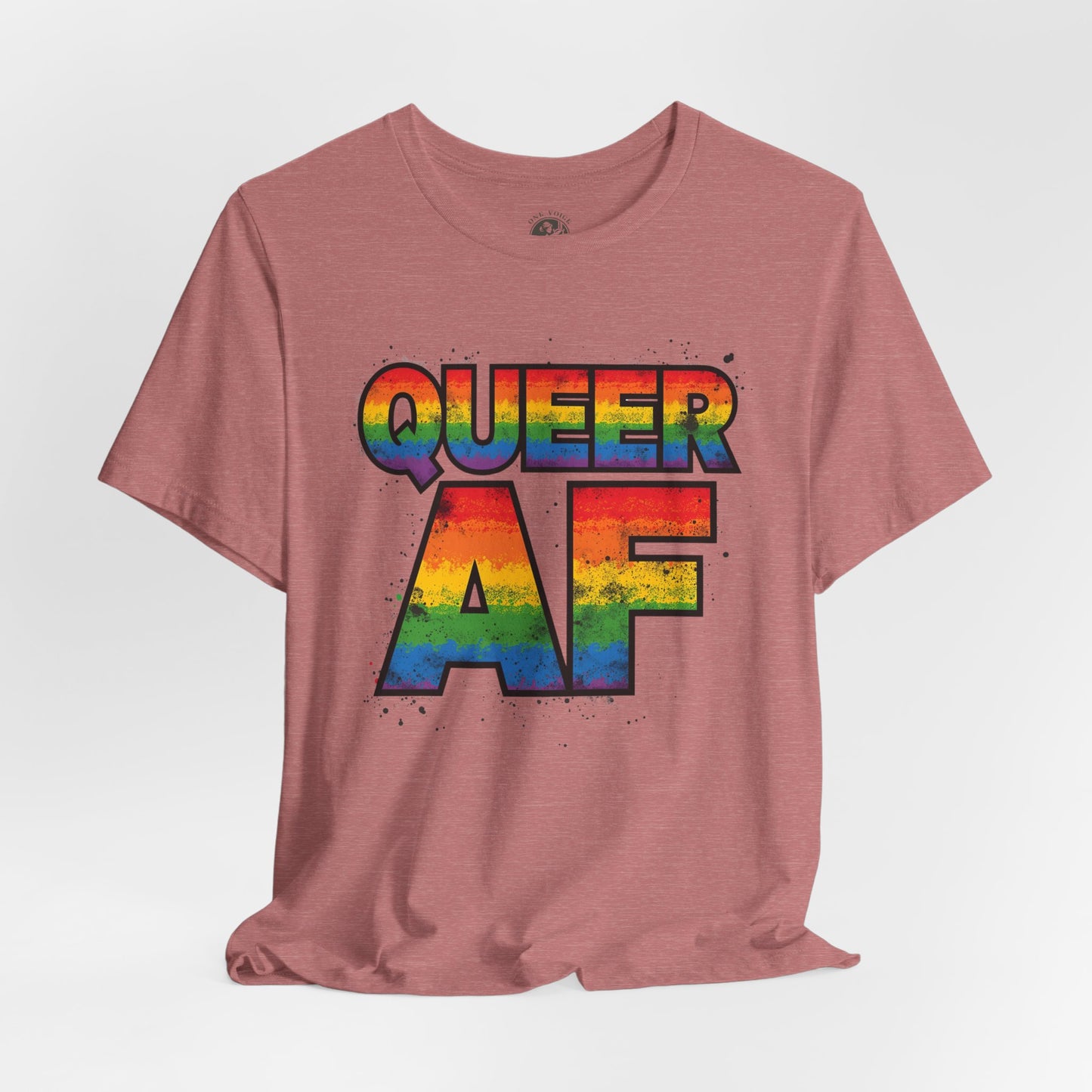 Queer AF – Pride T-Shirt | LGBTQ+ Short Sleeve Tee | Rainbow Graphic Shirt | Gay Pride Top | Unisex Tee for Celebrations | PrideWEAR Collection