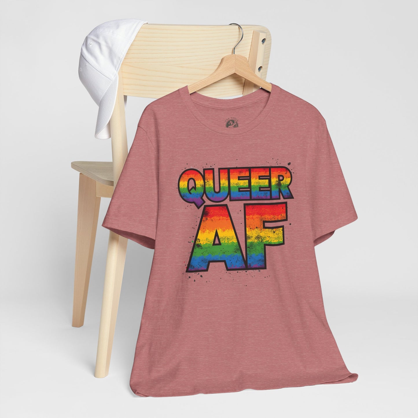 Queer AF – Pride T-Shirt | LGBTQ+ Short Sleeve Tee | Rainbow Graphic Shirt | Gay Pride Top | Unisex Tee for Celebrations | PrideWEAR Collection