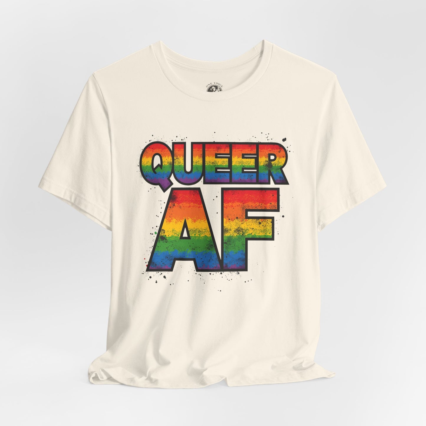 Queer AF – Pride T-Shirt | LGBTQ+ Short Sleeve Tee | Rainbow Graphic Shirt | Gay Pride Top | Unisex Tee for Celebrations | PrideWEAR Collection