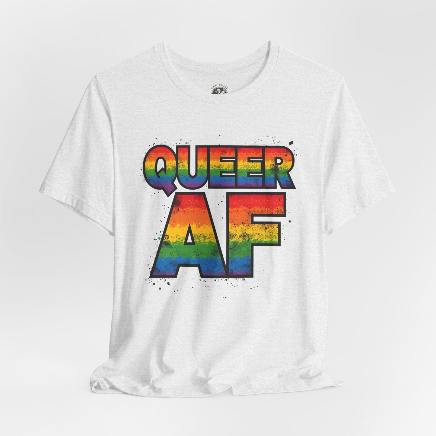 Queer AF – Pride T-Shirt | LGBTQ+ Short Sleeve Tee | Rainbow Graphic Shirt | Gay Pride Top | Unisex Tee for Celebrations | PrideWEAR Collection