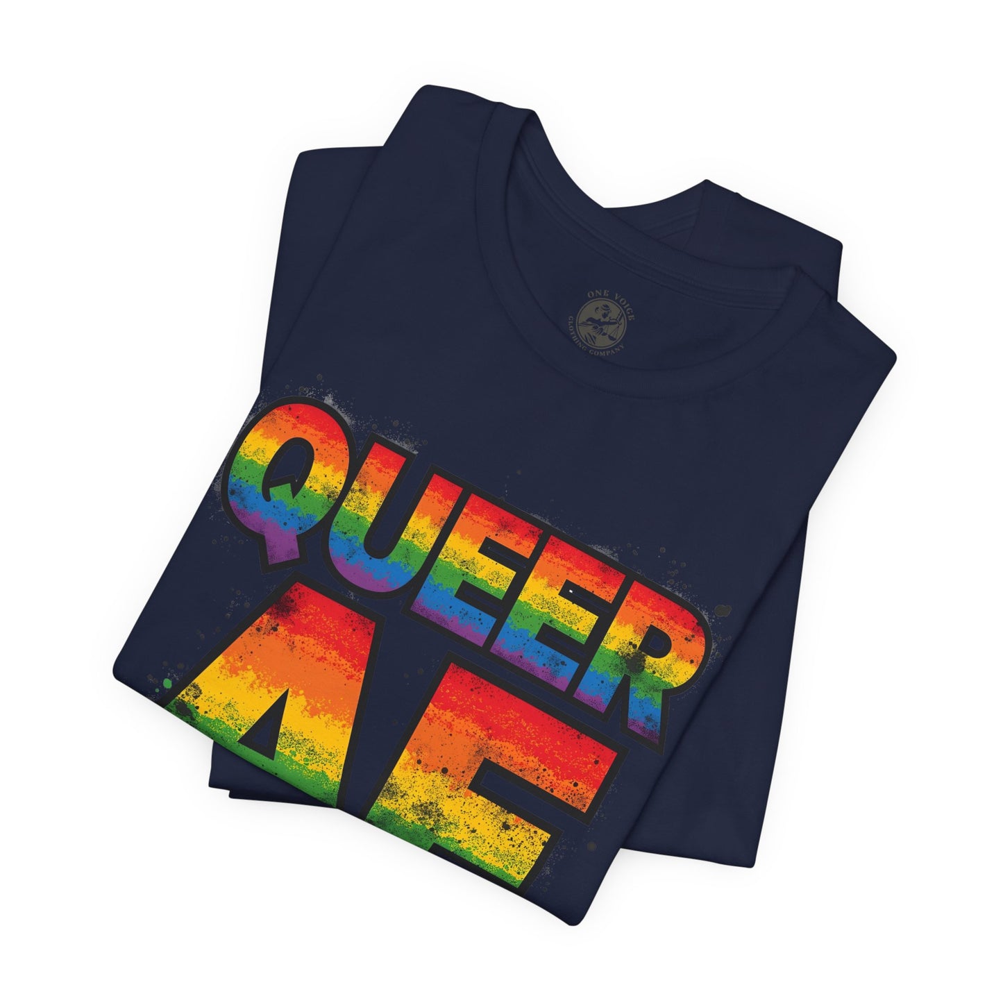 Queer AF – Pride T-Shirt | LGBTQ+ Short Sleeve Tee | Rainbow Graphic Shirt | Gay Pride Top | Unisex Tee for Celebrations | PrideWEAR Collection