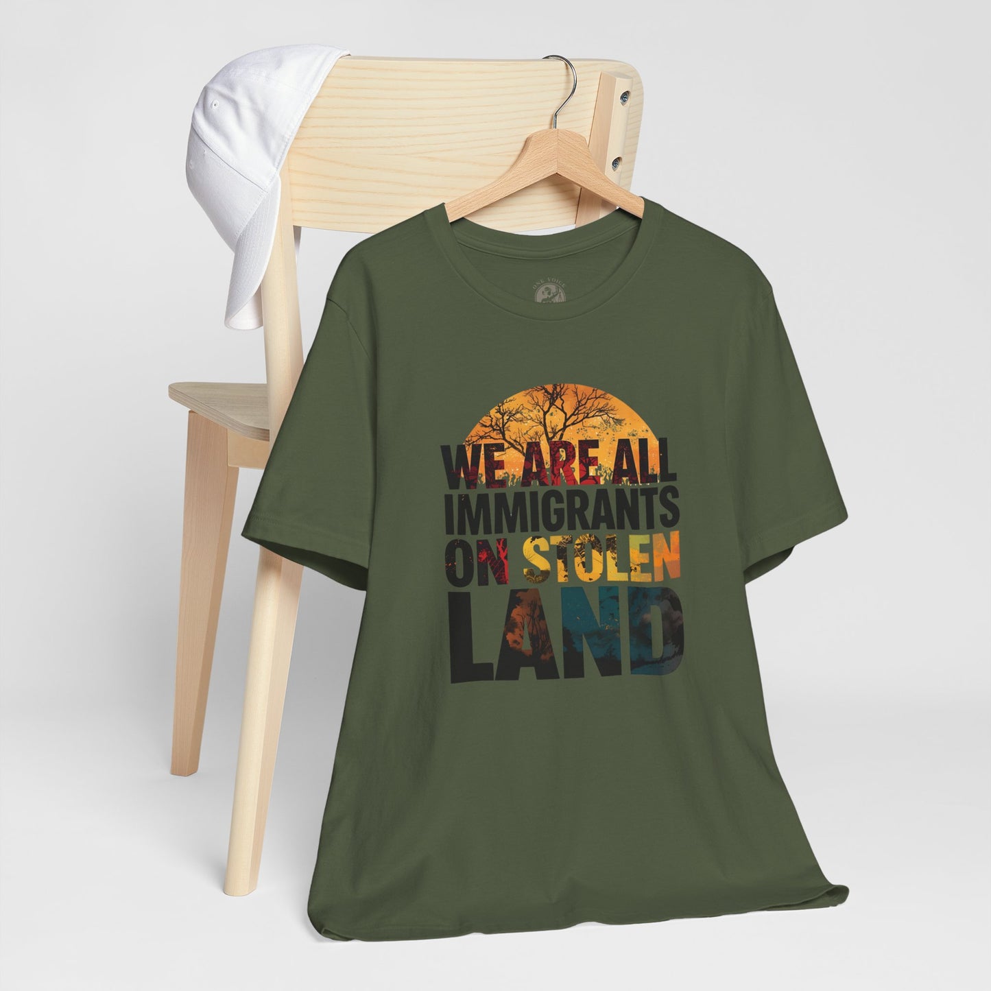 We Are All Immigrants on Stolen Land Tee | Unisex Jersey Short Sleeve T-Shirt, Social Justice Statement Shirt, Activism Apparel, Gift for Advocates