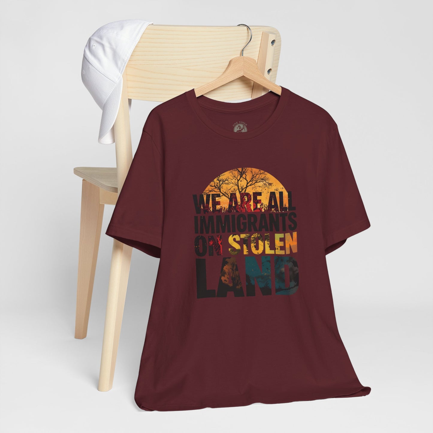 We Are All Immigrants on Stolen Land Tee | Unisex Jersey Short Sleeve T-Shirt, Social Justice Statement Shirt, Activism Apparel, Gift for Advocates