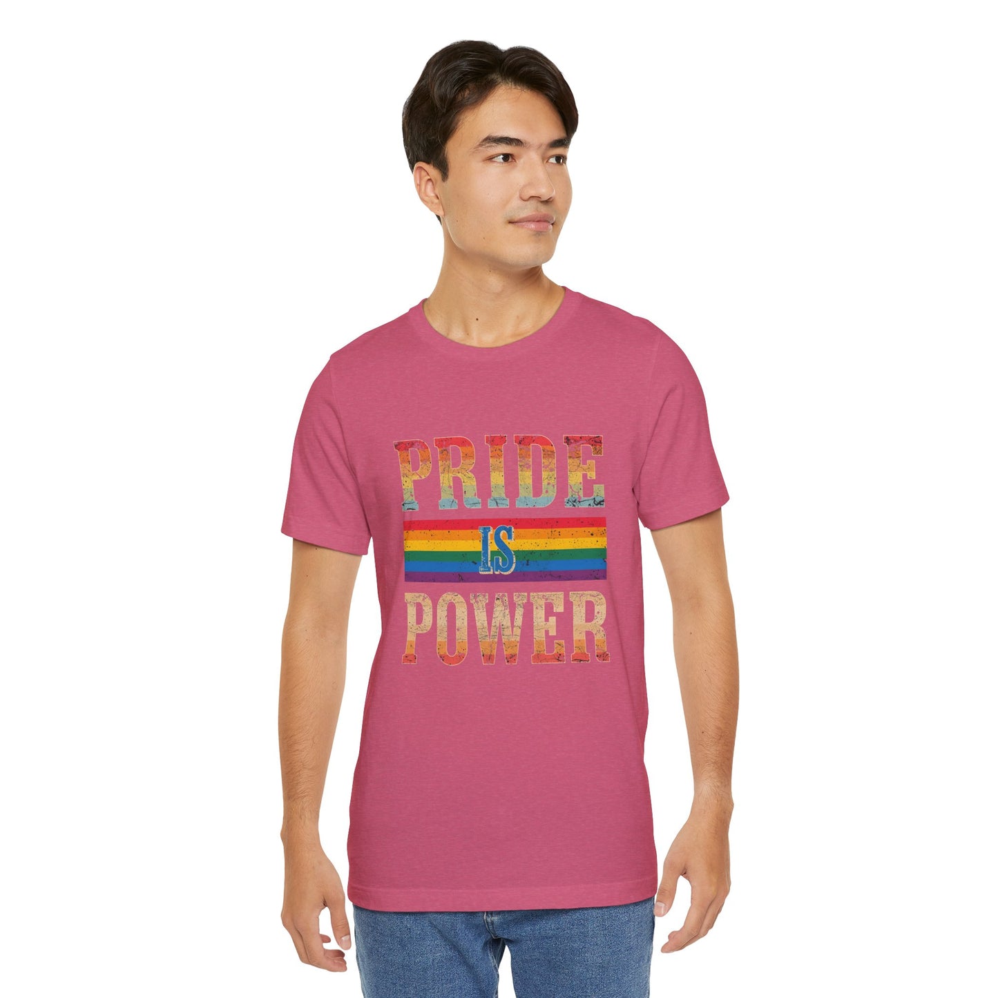 Pride is Power – Unisex Jersey Tee | Pride T-Shirt | LGBTQ+ Apparel | Equality Statement Shirt | Comfortable Casual Wear | Gift for Activists