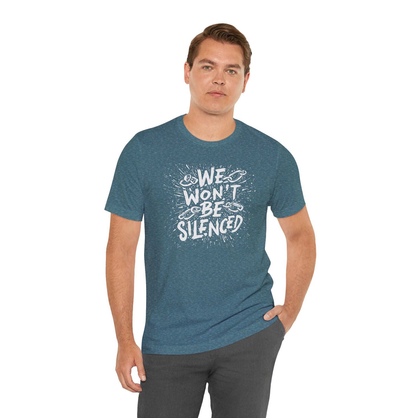 We Won’t Be Silenced Tee – Unisex StatementWEAR Graphic Shirt for Activists, Protest Apparel, Social Justice Gift, Political Statement T-Shirt