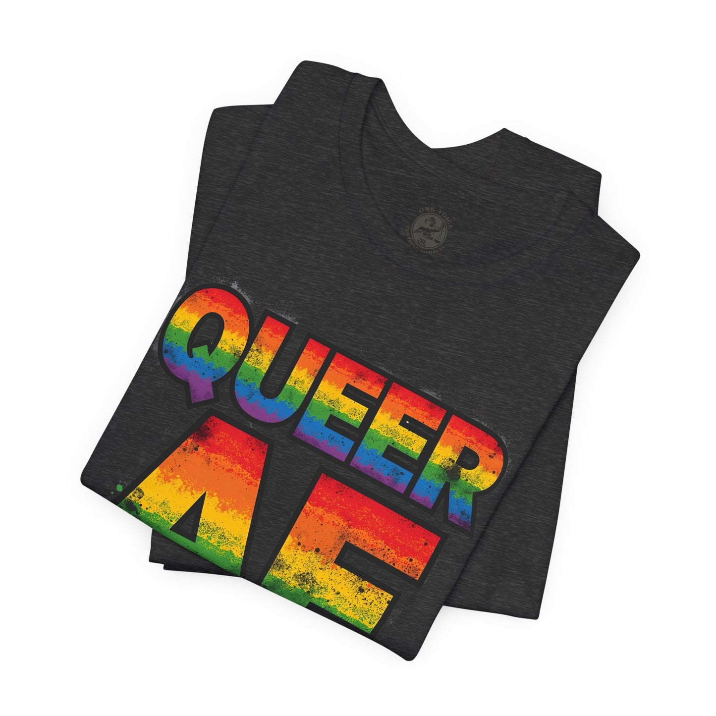 Queer AF – Pride T-Shirt | LGBTQ+ Short Sleeve Tee | Rainbow Graphic Shirt | Gay Pride Top | Unisex Tee for Celebrations | PrideWEAR Collection